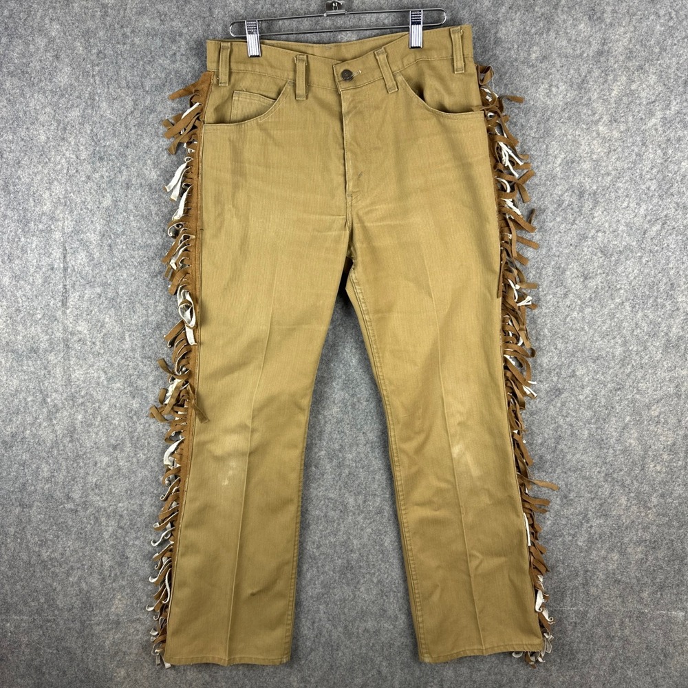 Levi's Pants Mens 30 Tan Sta-Prest Vintage 70s Fringe Western Talon 42 Zipper